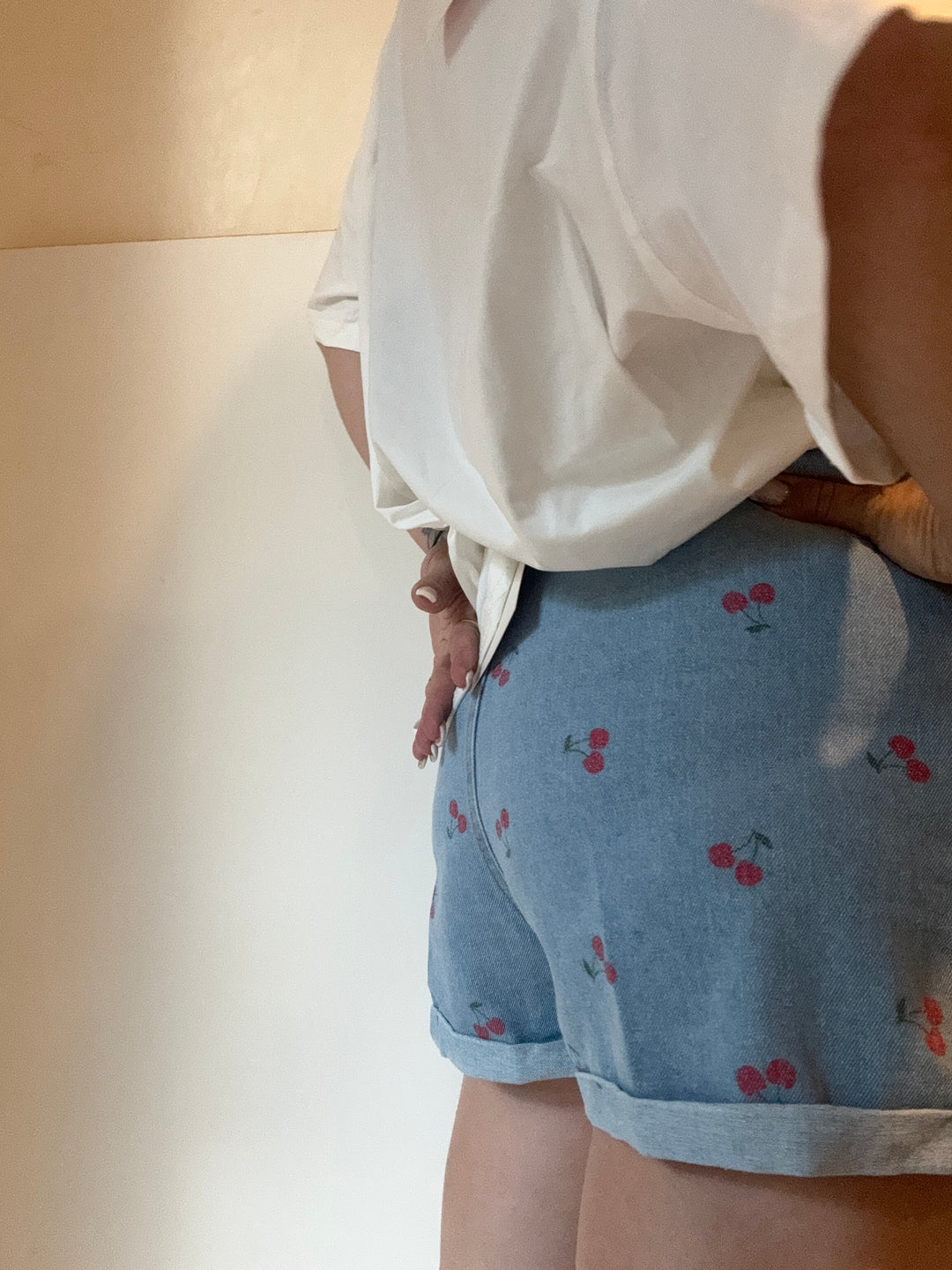 Cherry Lovin Blue Wash Denim Shorts