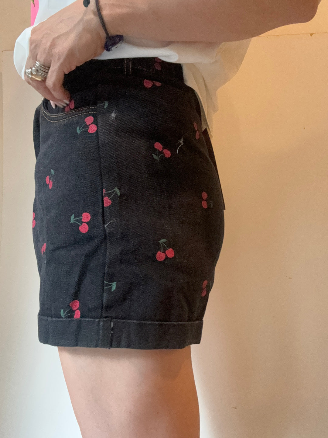 Cherry Lovin Black Wash Denim Shorts