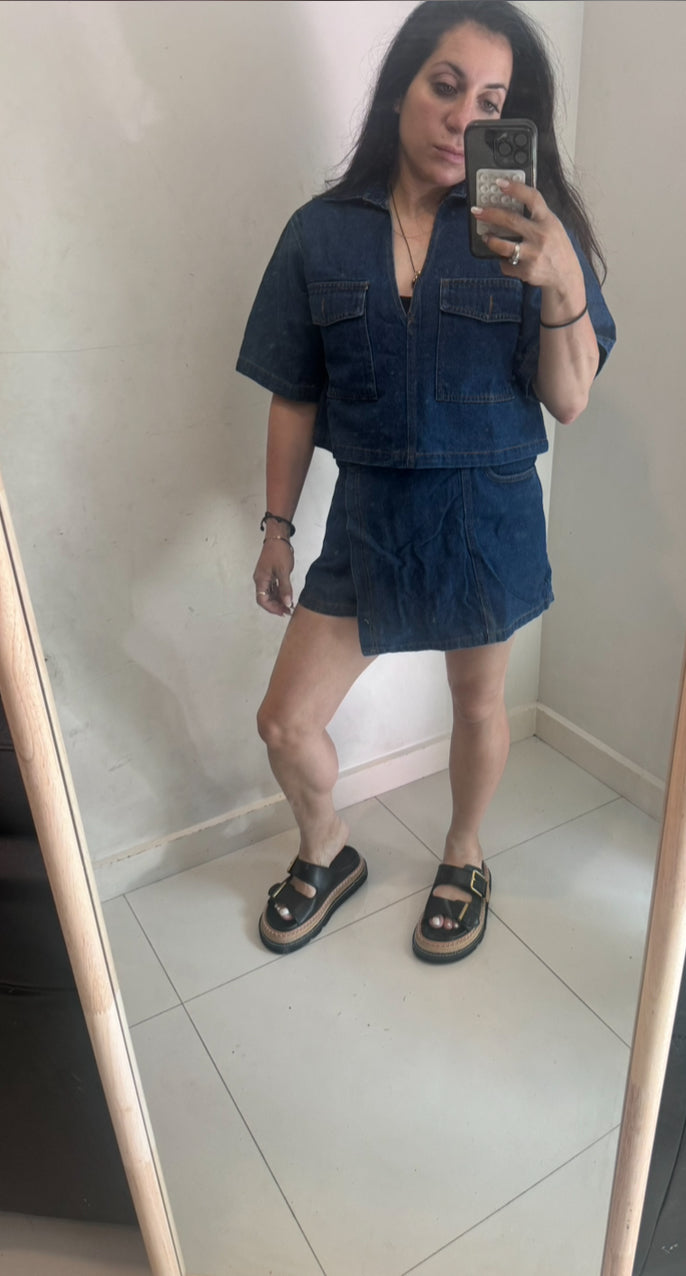 Natalie Dark Skort Denim Set
