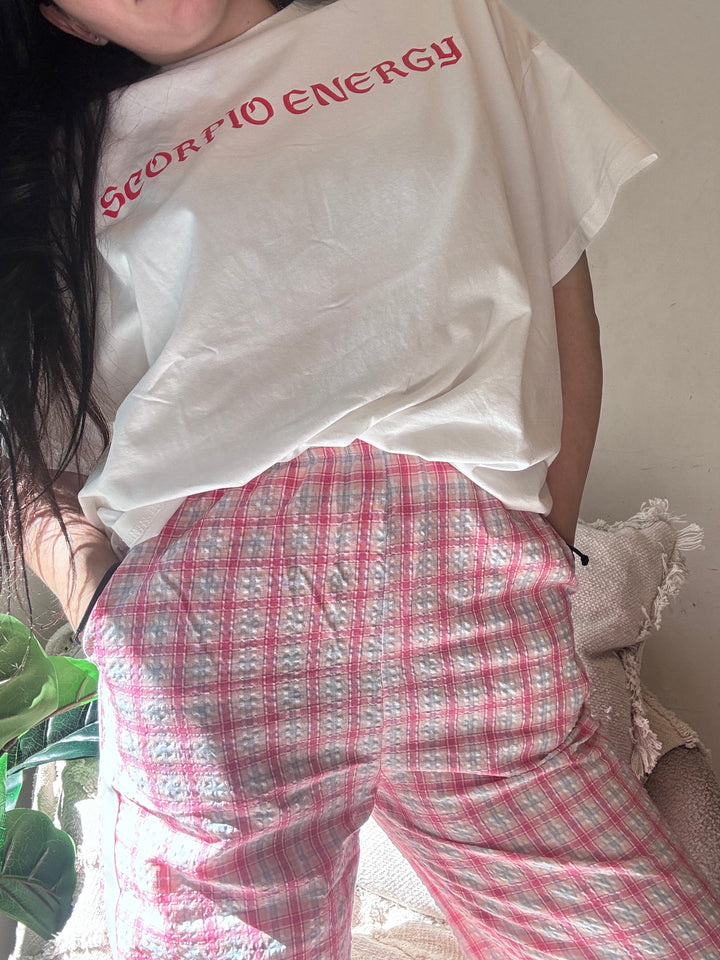 Pink Squares Striped Pants