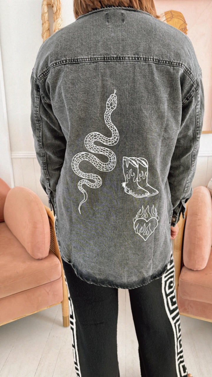 Texas Acid Black Oversized Shirt