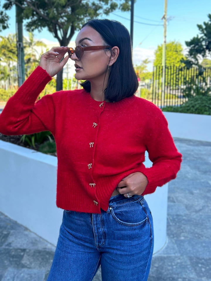 Red Bow Cardigan