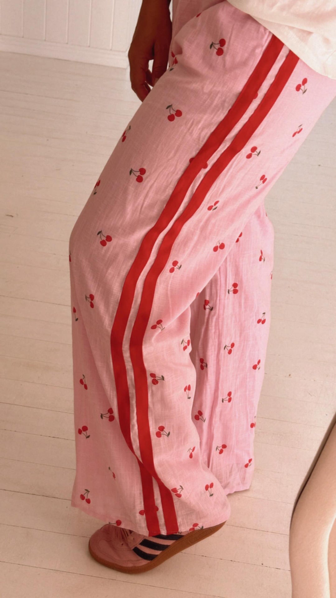 Cherry Red Striped Pants