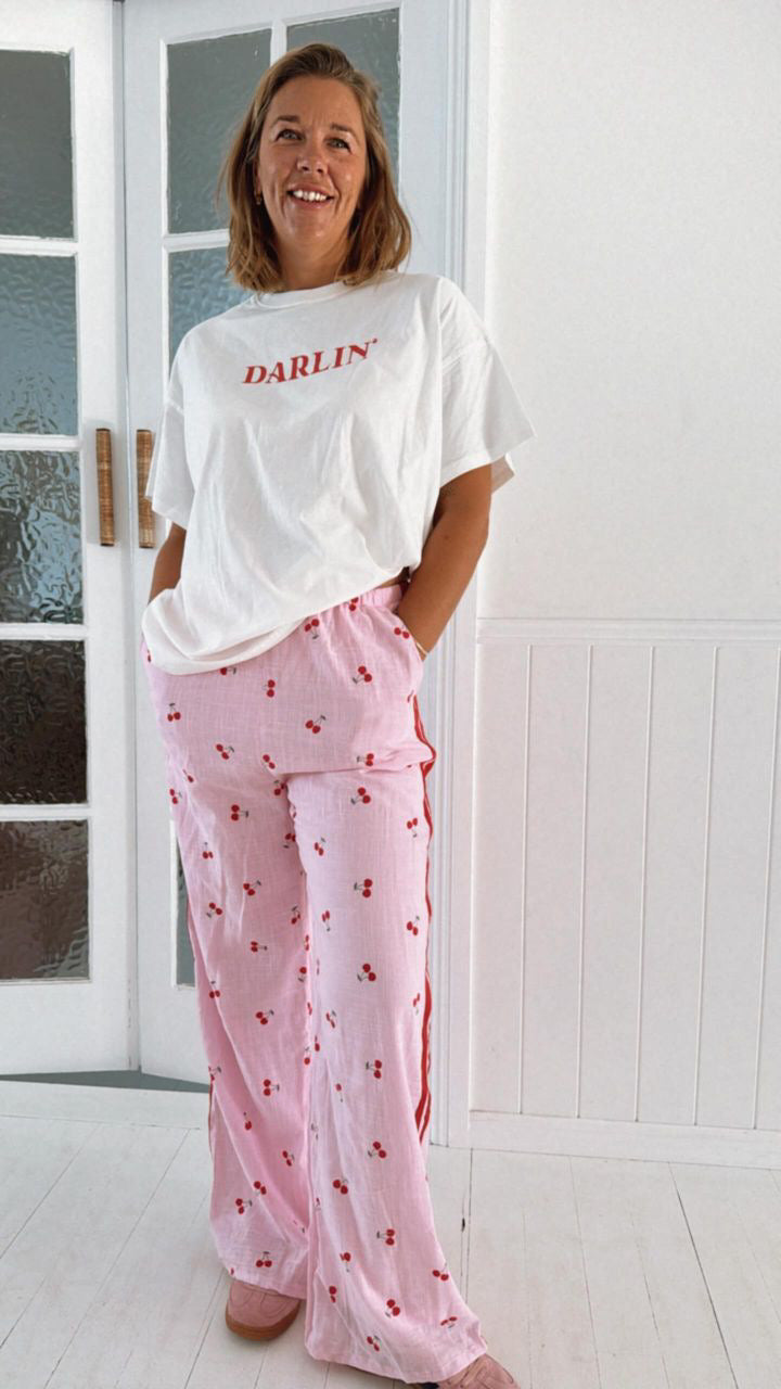 Cherry Red Striped Pants