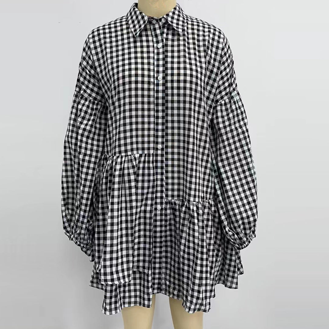 Natalie Ladies Black and White Check Dress