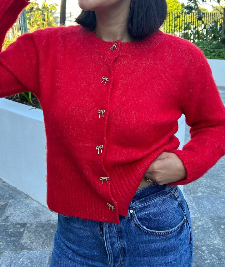 Red Bow Cardigan