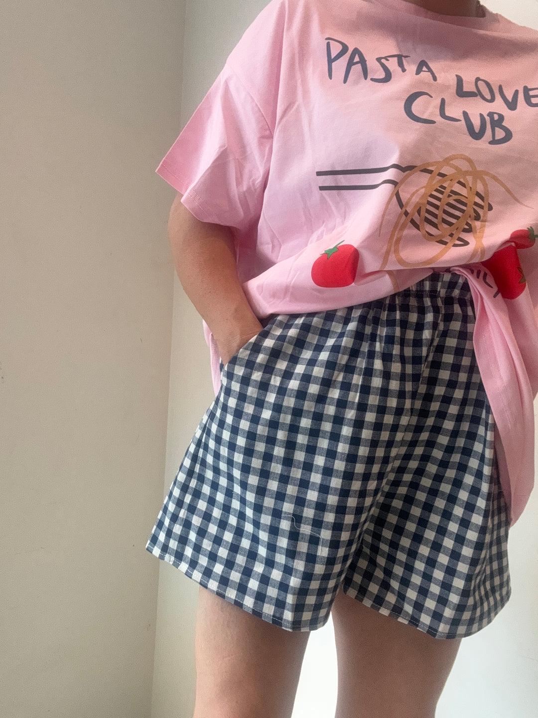 Navy Check Racer Shorts