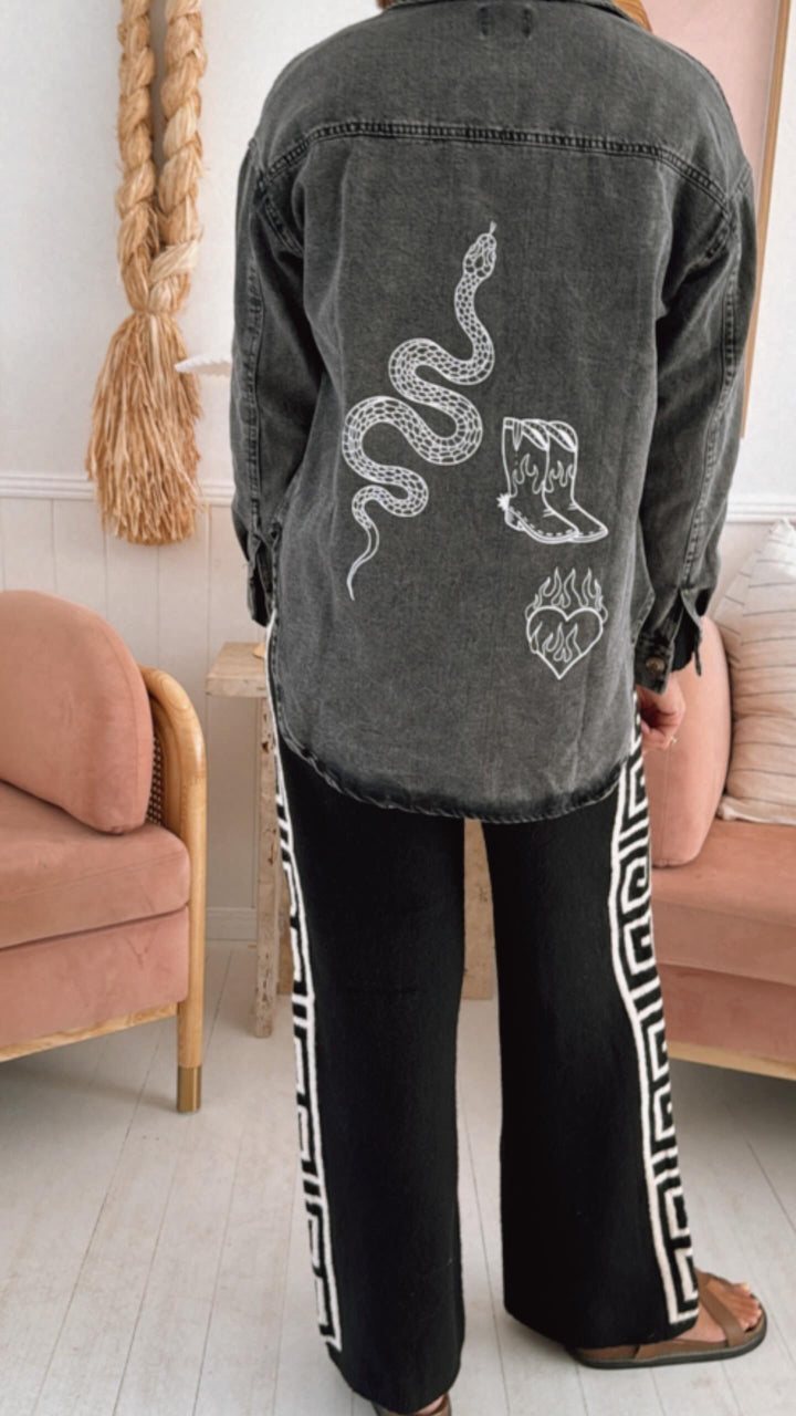 Texas Acid Black Oversized Shirt