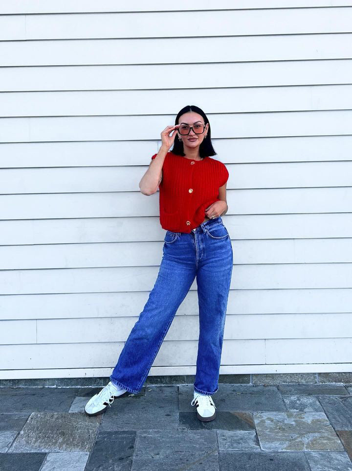 Red Classic Knit Vest