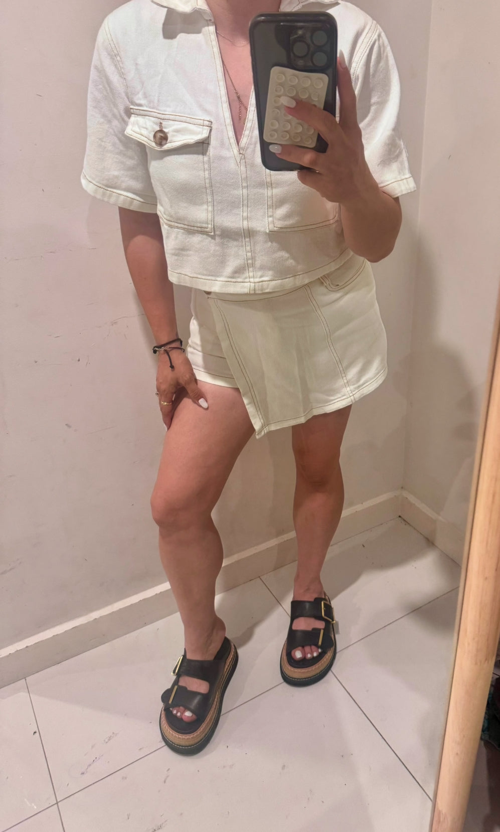 Natalie White Denim Skort Set