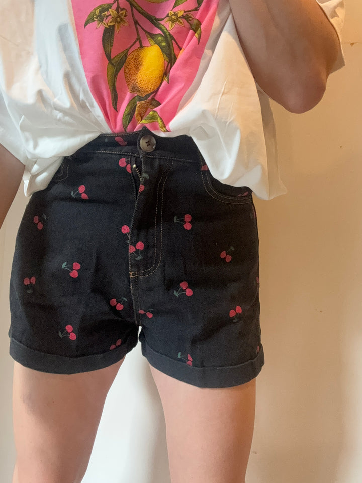Cherry Lovin Black Wash Denim Shorts