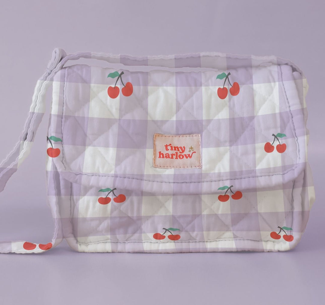 Tiny Harlow Convertible Doll's Nappy Bag Set - Purple Cherry