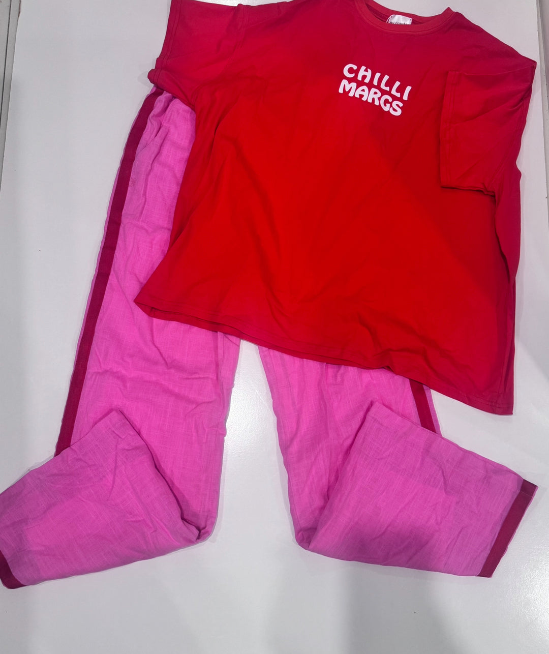 Chilli Margs Pink and Red Striped Pants