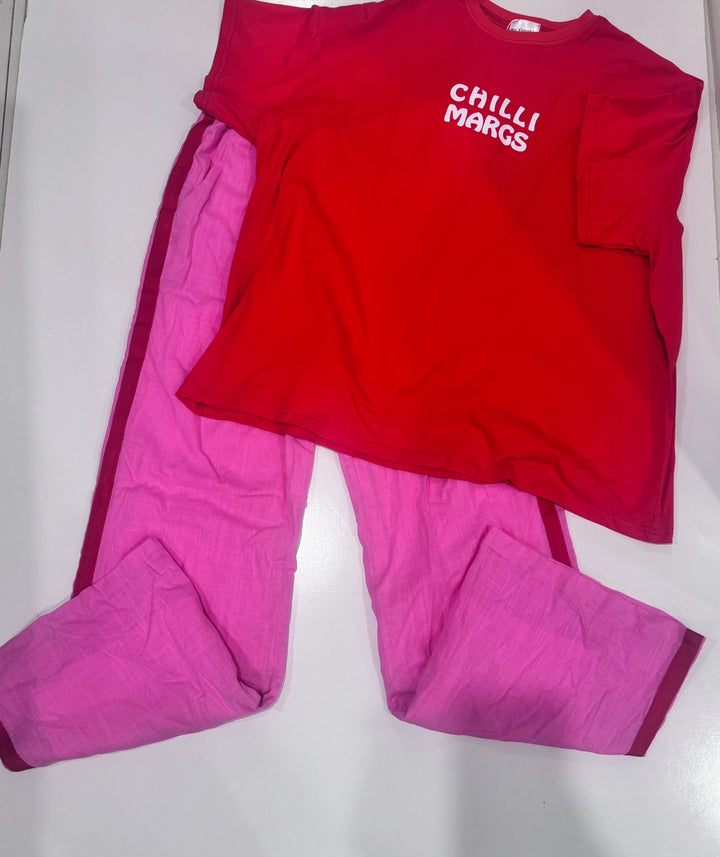 Chilli Margs Pink and Red Striped Pants