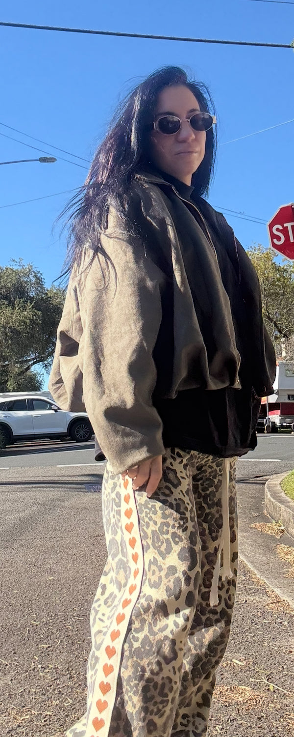 Chloe Love Brown OG Light Leopard Wash Jogger Pants