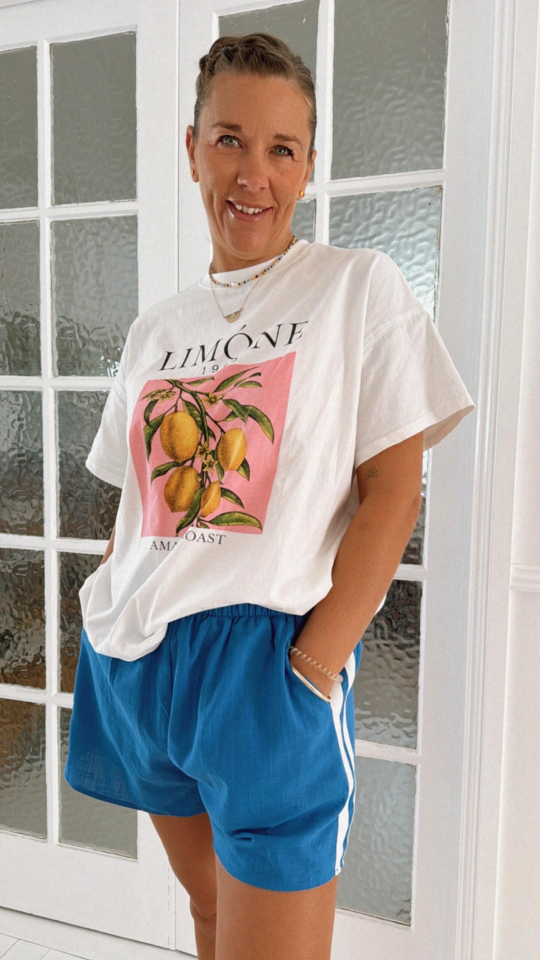 Bella Blue Racer Shorts White Stripe