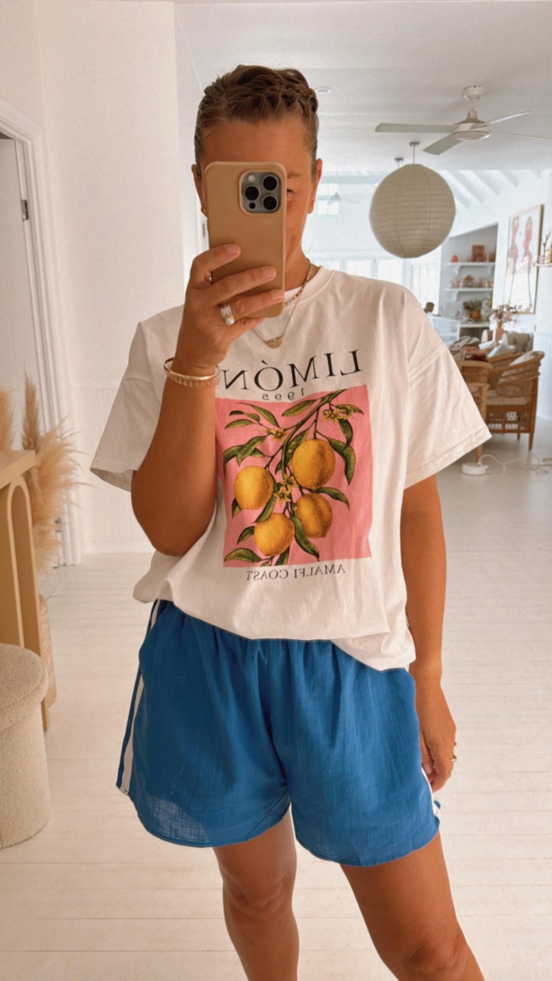 Bella Blue Racer Shorts White Stripe