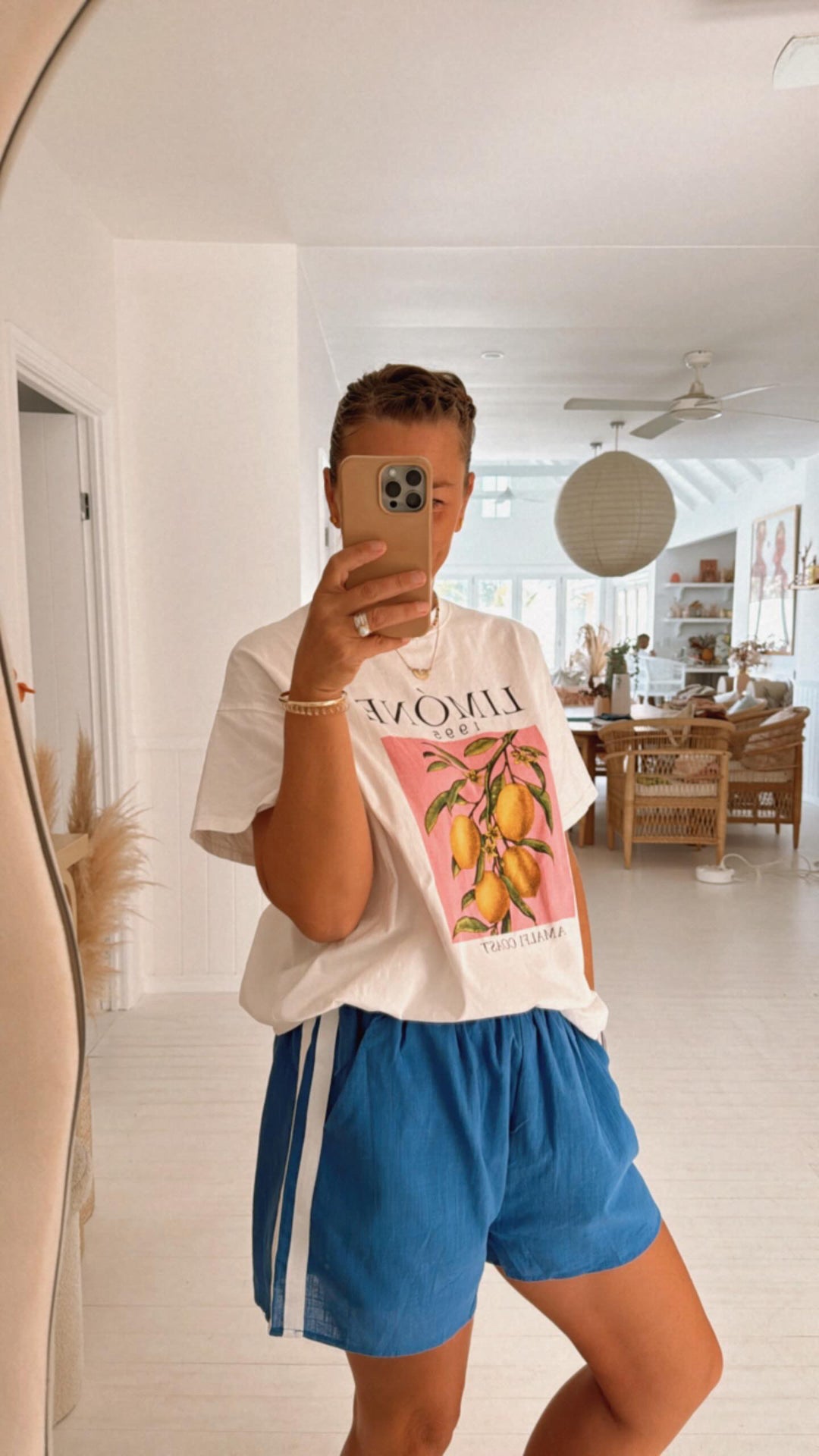 Bella Blue Racer Shorts White Stripe