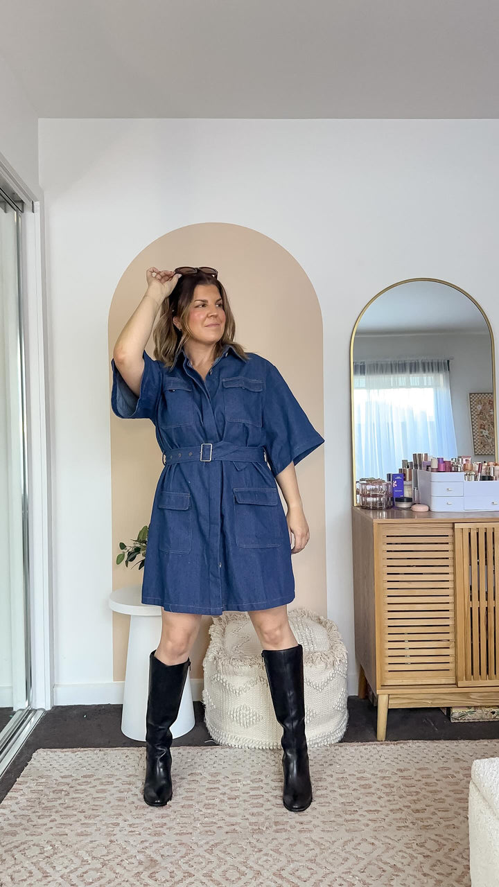 Tegan Belt Denim Dress