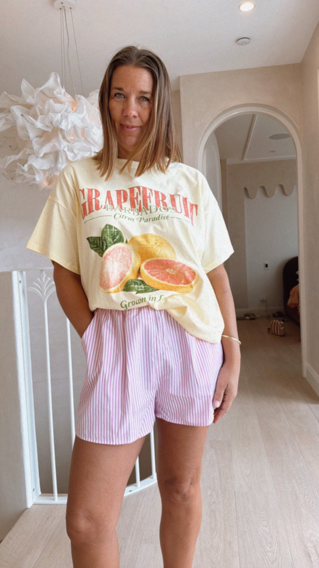 Penny Pink Striped Racer Shorts White Stripe