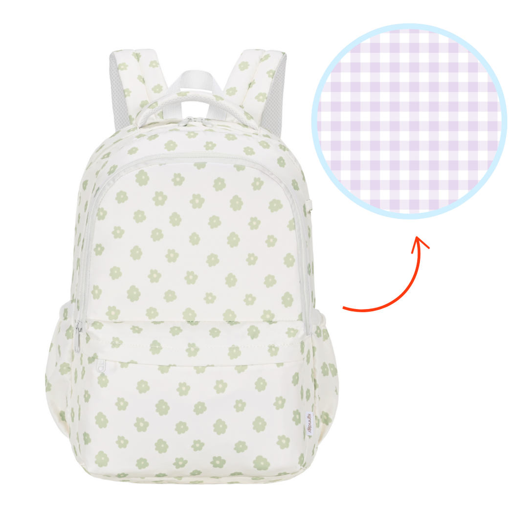 Lilac Gingham - Campus School Backpack Kinnder