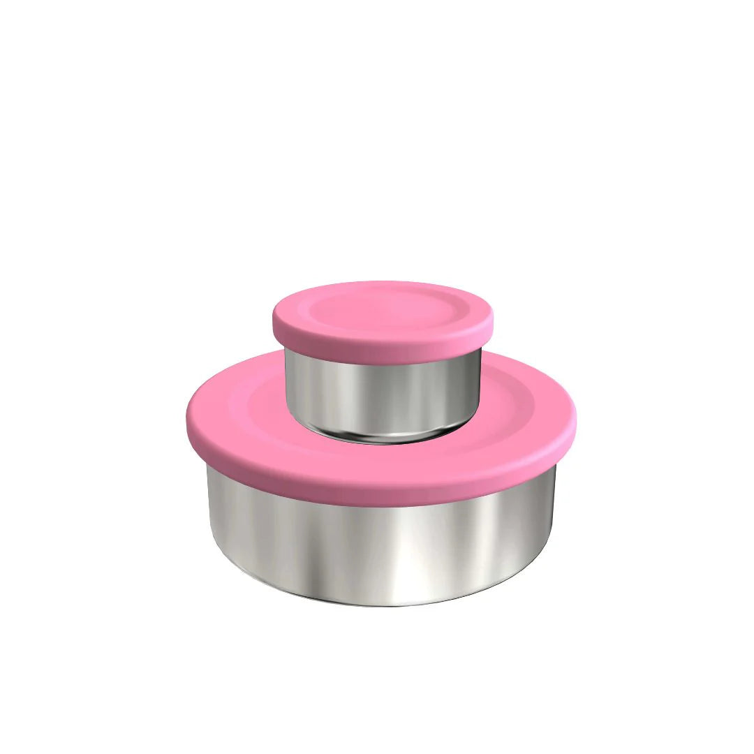 Stainless Steel Snack Pots Pink Rose