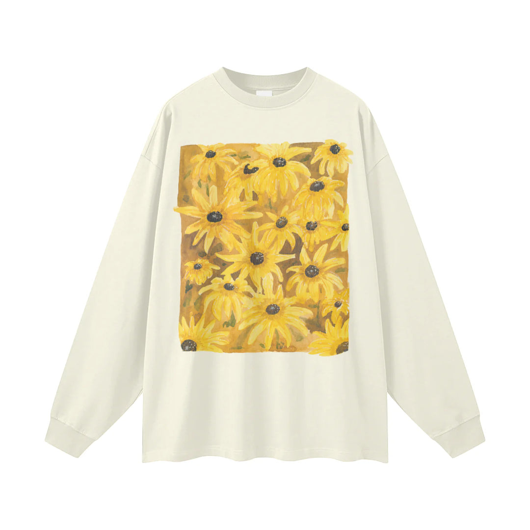 Sun Flower Long Sleeve Tee Milk Tee - Maku