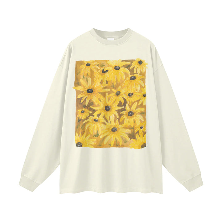 Sun Flower Long Sleeve Tee Milk Tee - Maku
