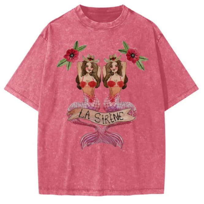 MAKU-  Kids Mermaid La Sirene Oversized Tee Rose Red