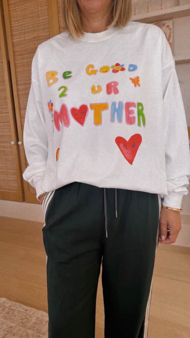 BE GOOD TO YOUR MOTHER LONG SLEEVE TEE WHITE - Maku