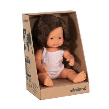 Miniland Doll Caucasian GIrl Brunette 38cm
