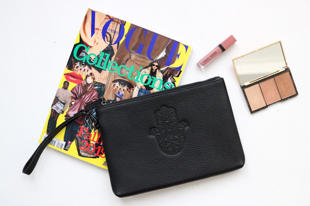 Pebbled leather Bag With Embossed