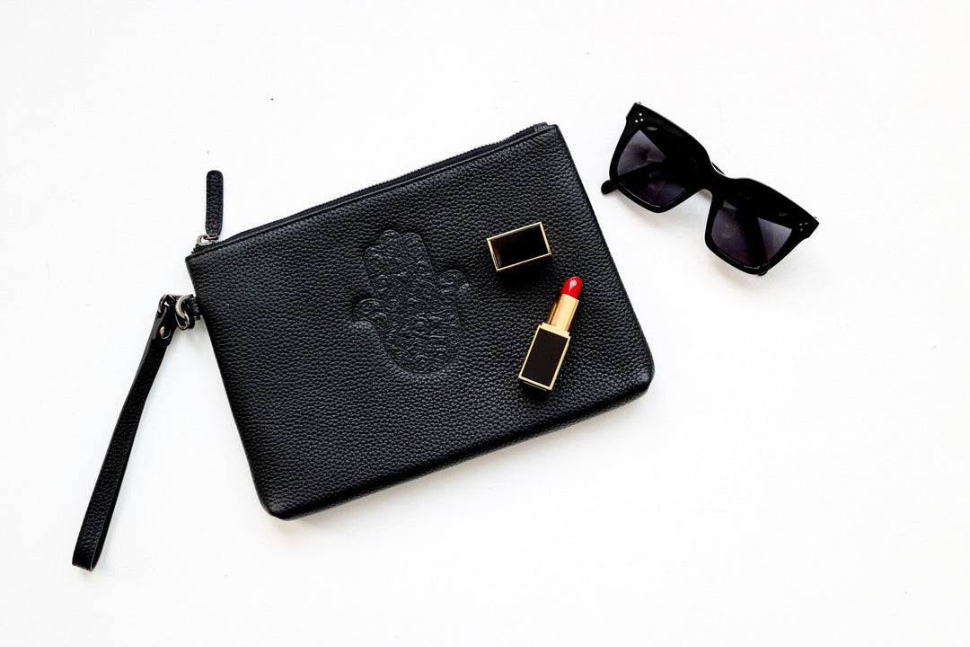 Pebbled leather Bag With Embossed