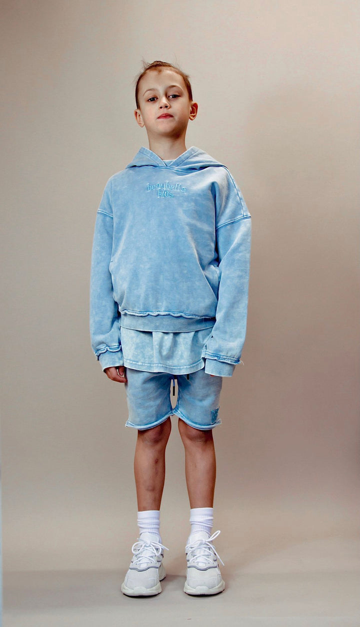 BASIC SHORTS - ACID WASH BLUE