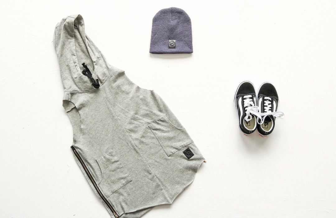 Grey oversized hooded vest