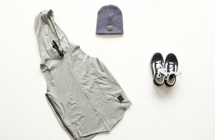 Grey oversized hooded vest
