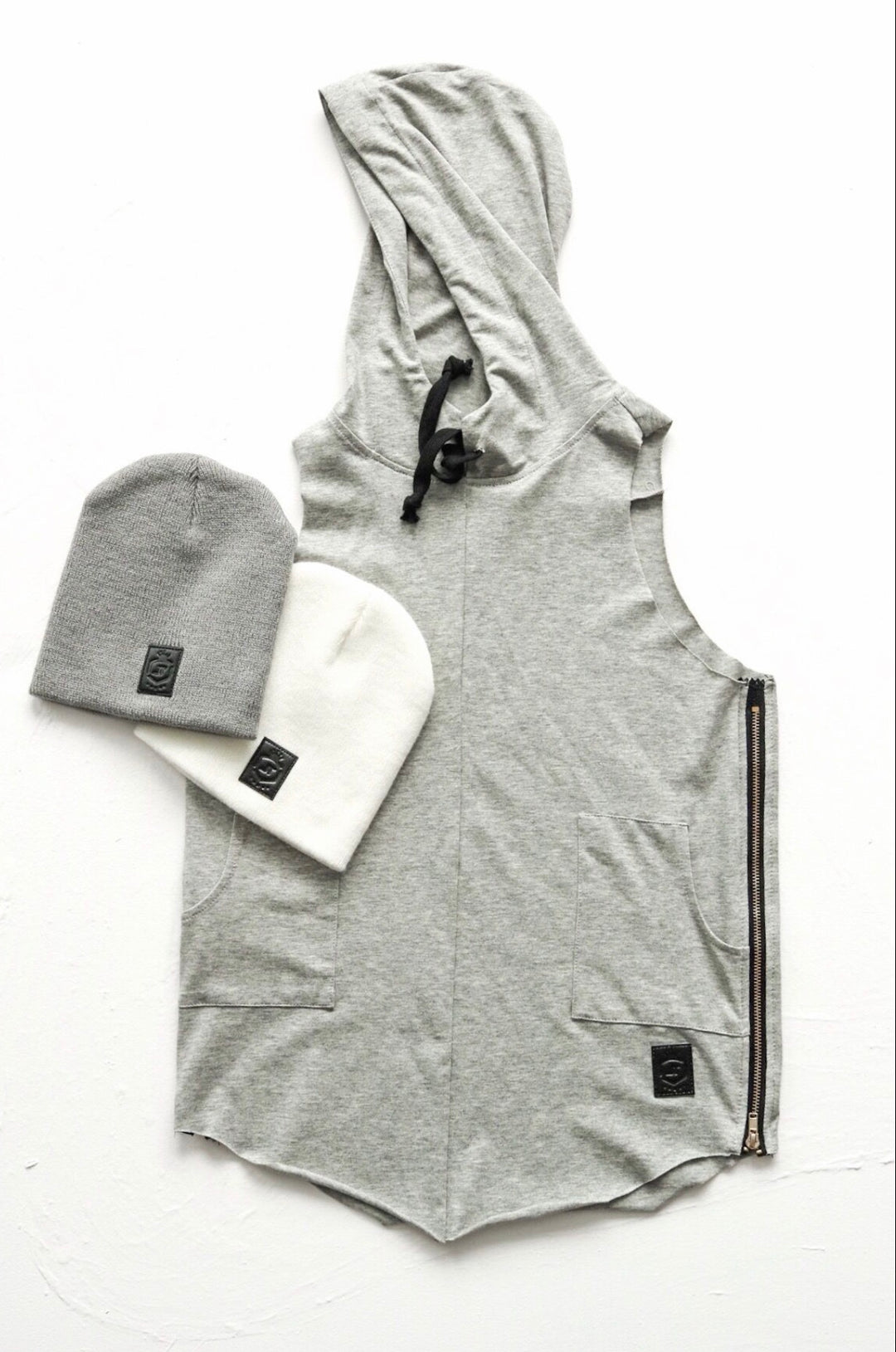 Grey oversized hooded vest