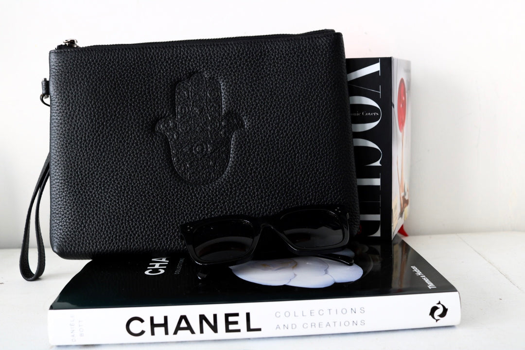 Pebbled leather Bag With Embossed