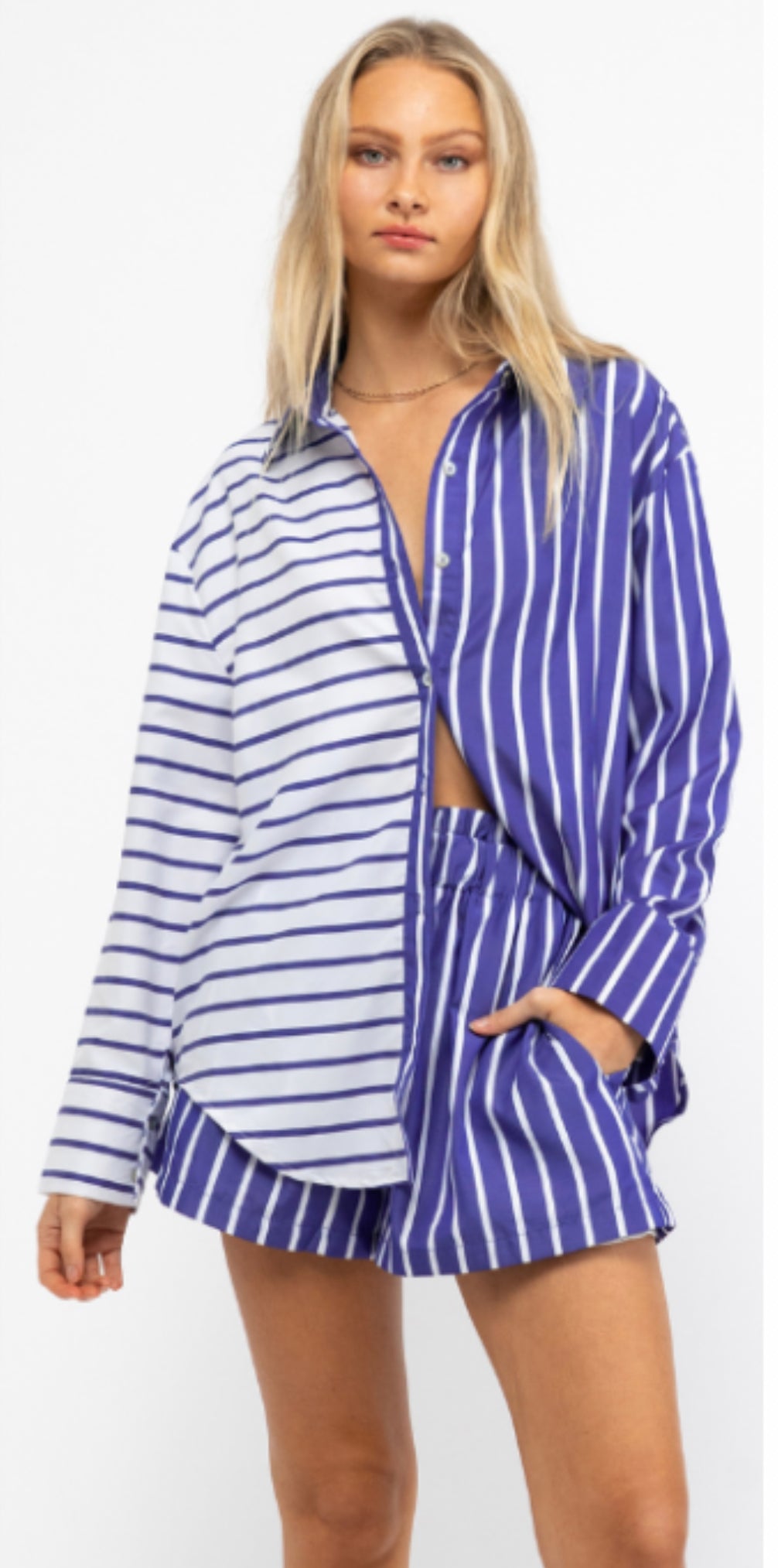 Hailey Blue Striped Set