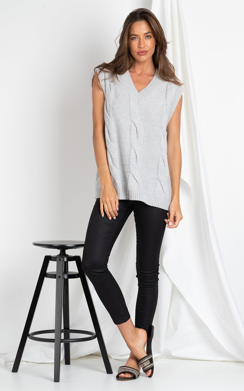 Audrey Grey Knit Vest