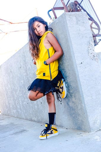Mustard oversized hooded vest