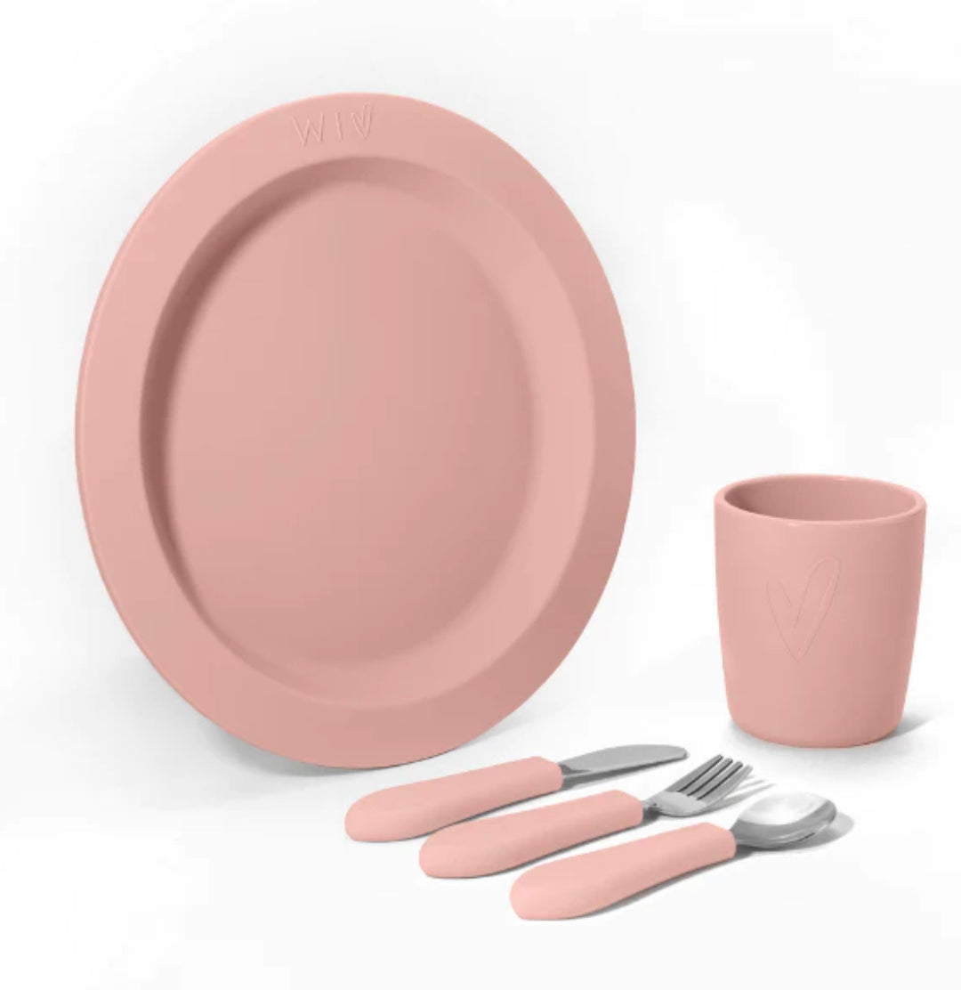 Fancy 5 piece silicone Dinnerset- Blush