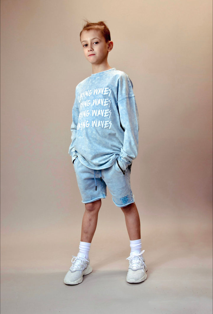 BASIC SHORTS - ACID WASH BLUE