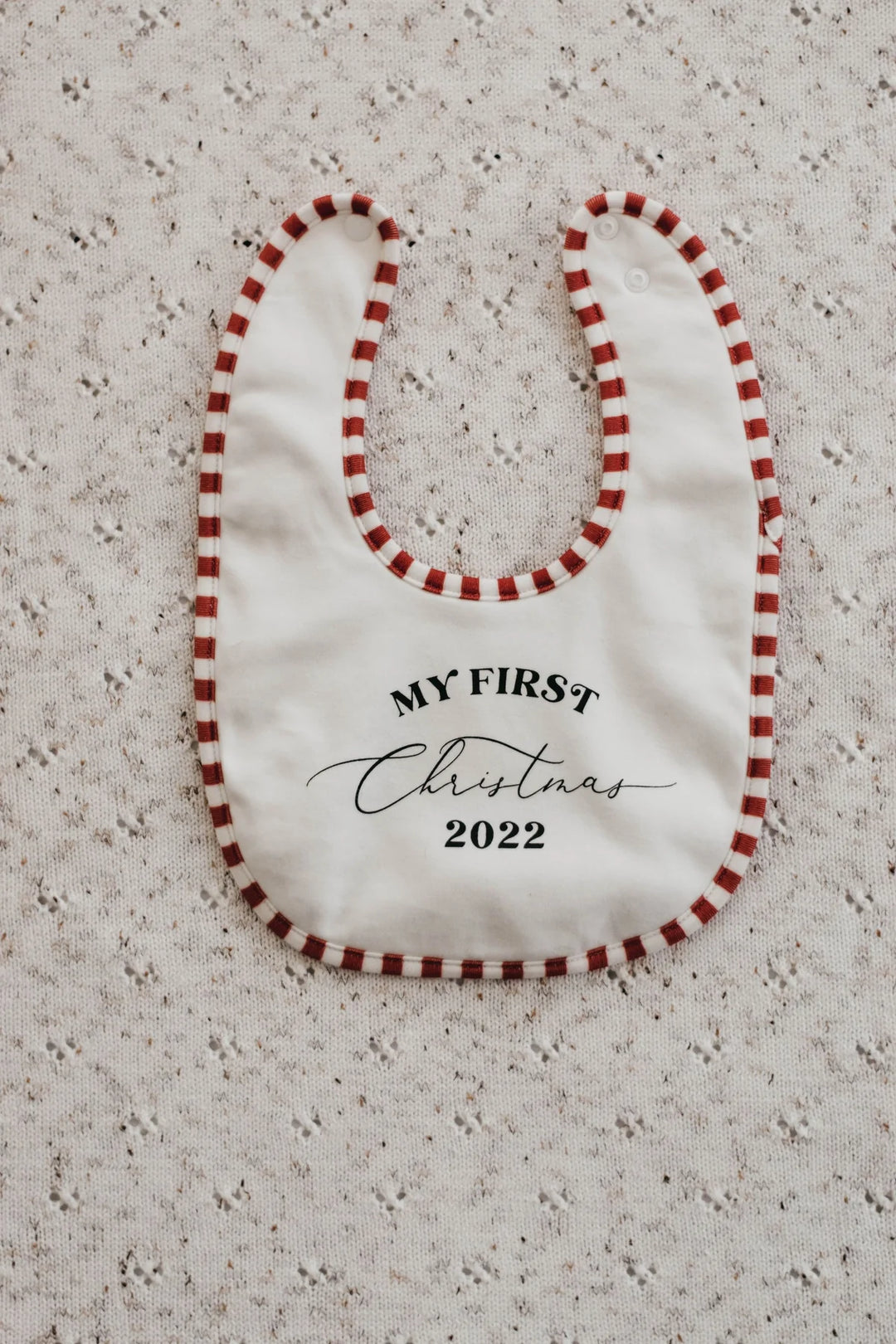 FIRST CHRISTMAS BIB OSFM (WASH ME SEPARATELY)
