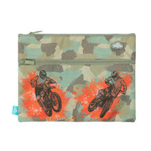 A4 Twin Zip Pencil Case - Camo Biker