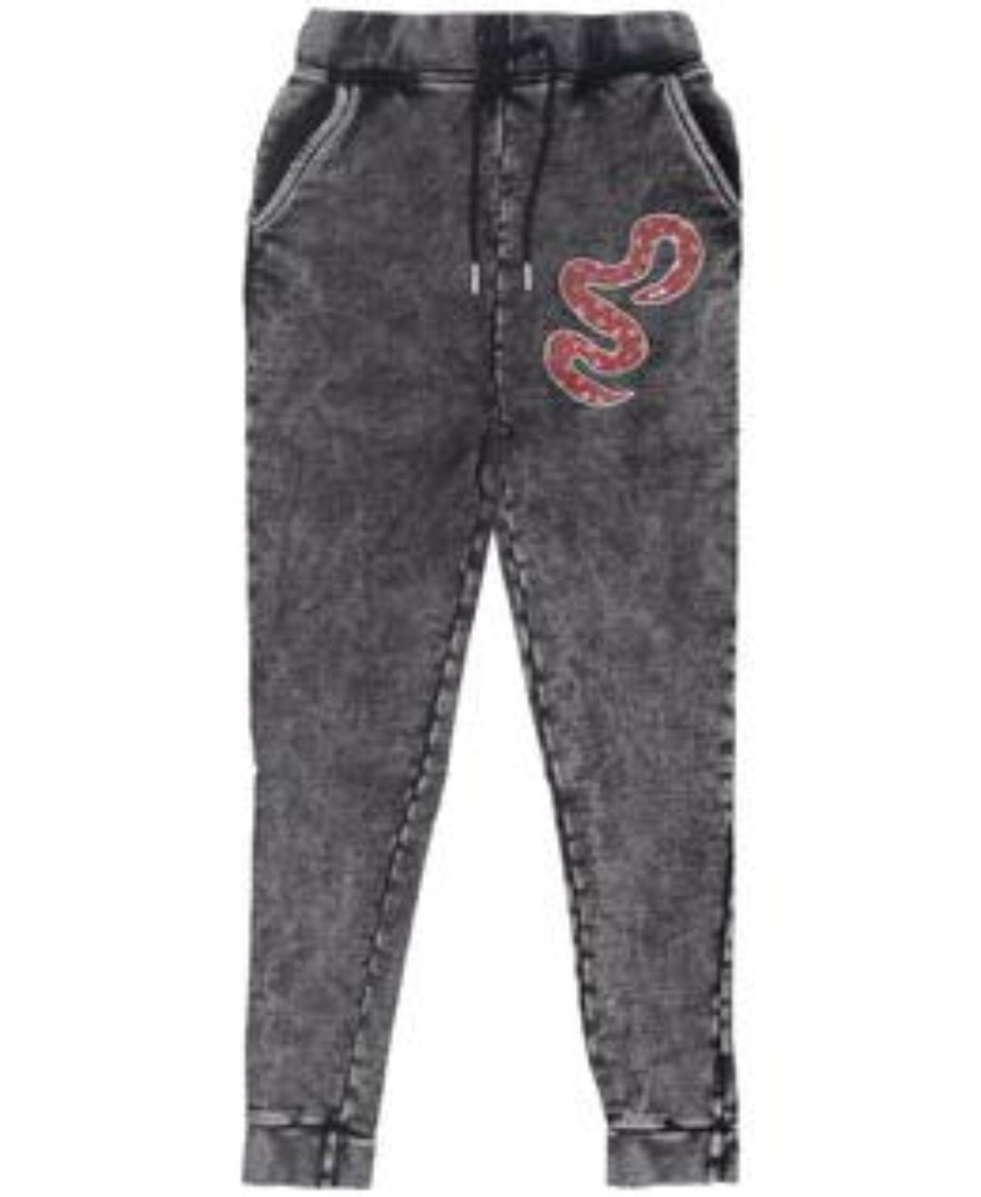 Band of Boys Trackies Skinny Red Snake Vintage Black