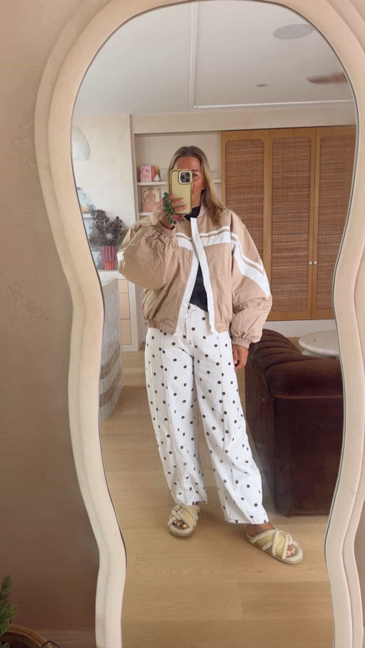 Barrel Leg Tan Dot pants