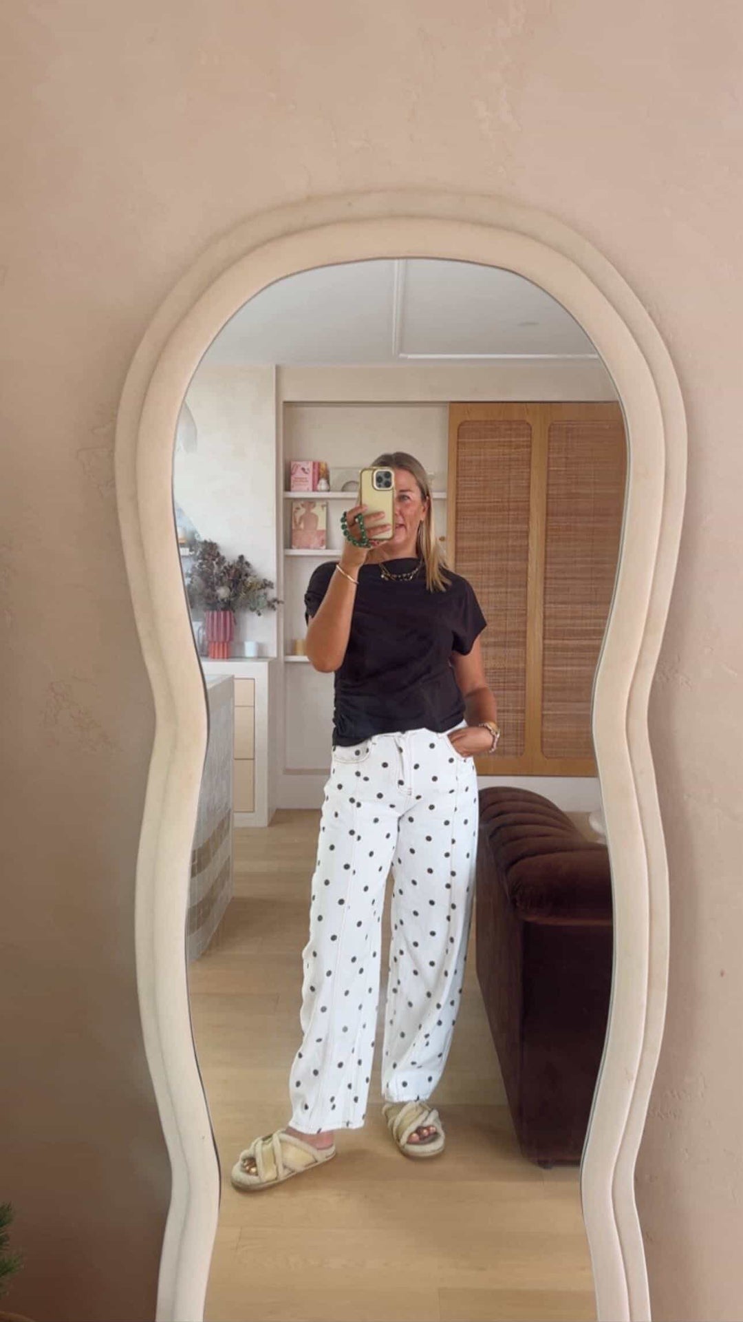 Barrel Leg Tan Dot pants