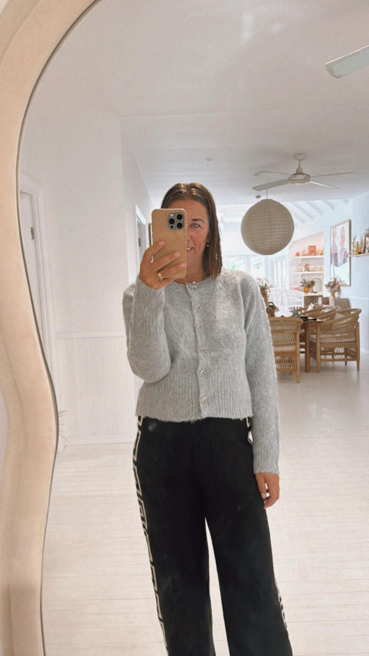 Grey Bow Cardigan