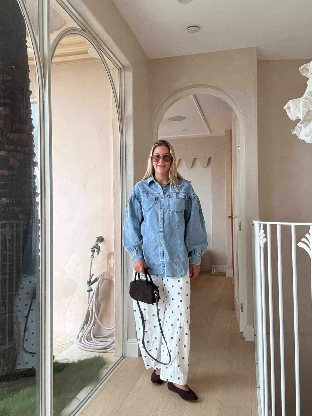 Barrel Leg Tan Dot pants